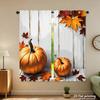 Piece Set High Definition Digital Printed Curtainsautumnpumpkinsonwhitewoodbackgroundwithmapleleaveshome Decoration Style Curtains Made Of Polyester