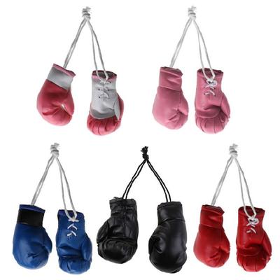 Mini 2 Piezas Guantes de Boxeo Negro / Azul / Rosa Colgante de Guantes de Boxeo Guante de Boxeo