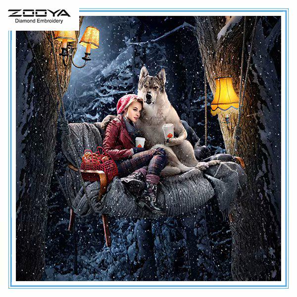 

ZOOYA DIY 3D круглая алмазная картина животное волк вышивка крестиком домашний декор
