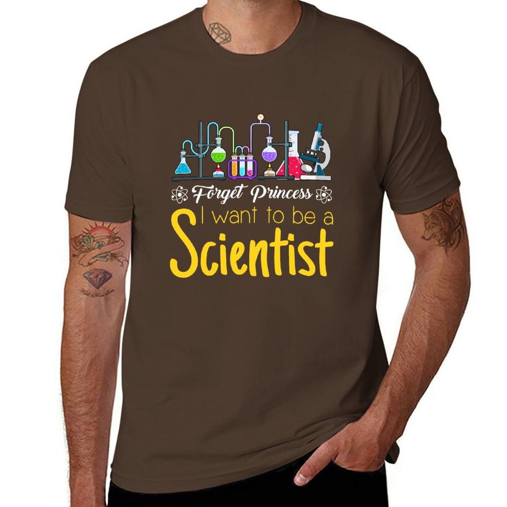 Forget Princess I Want To Be A Scientist T-Shirt Tops Summer Tops for a Boy Shirts Graphic Tees Heavy Weight T Shirts for Men