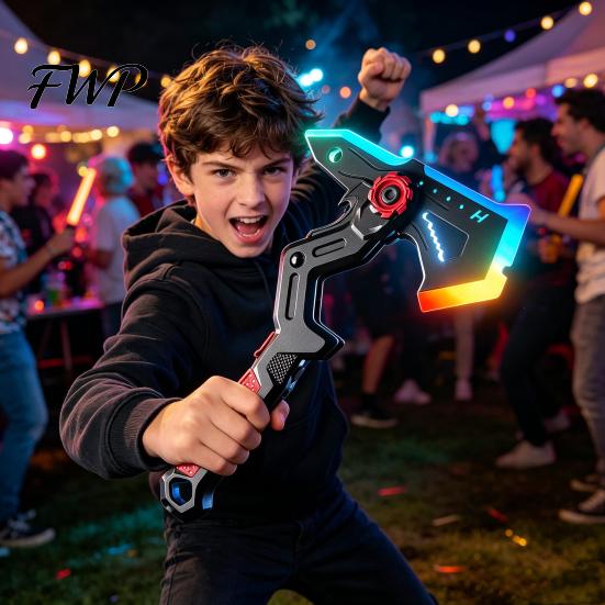 Interstellar Battle Ax Toy Spark with Smoke Effect Transforming Weapon LED 7 Sci-fi RGB Colors Dynamic Sound Haptic Feedback for Kids Dual Function