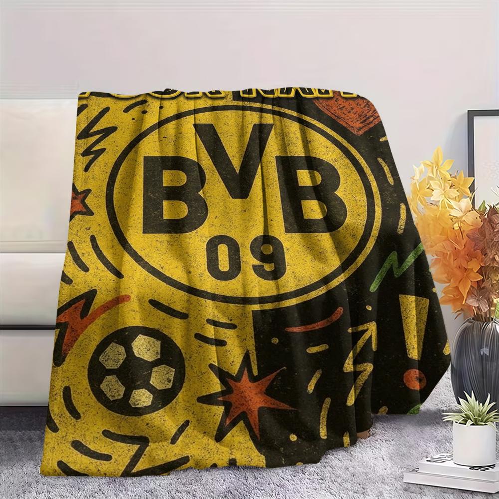 1PC Custom Name Borussia Dortmund Patterned Flannel Blanket Suitable For All Seasons for Home Decor Warmth and Comfort Gifts Holiday Present