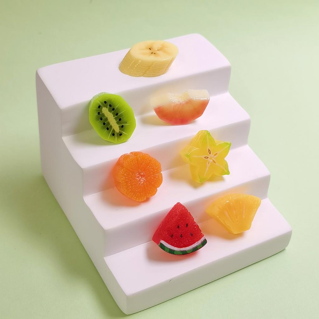 100Pcs Miniature Slice Fruit Orange Watermelon Resin Ornaments DIY Craft Desktop Decoration Doll House Kitchen Food Resin Decor