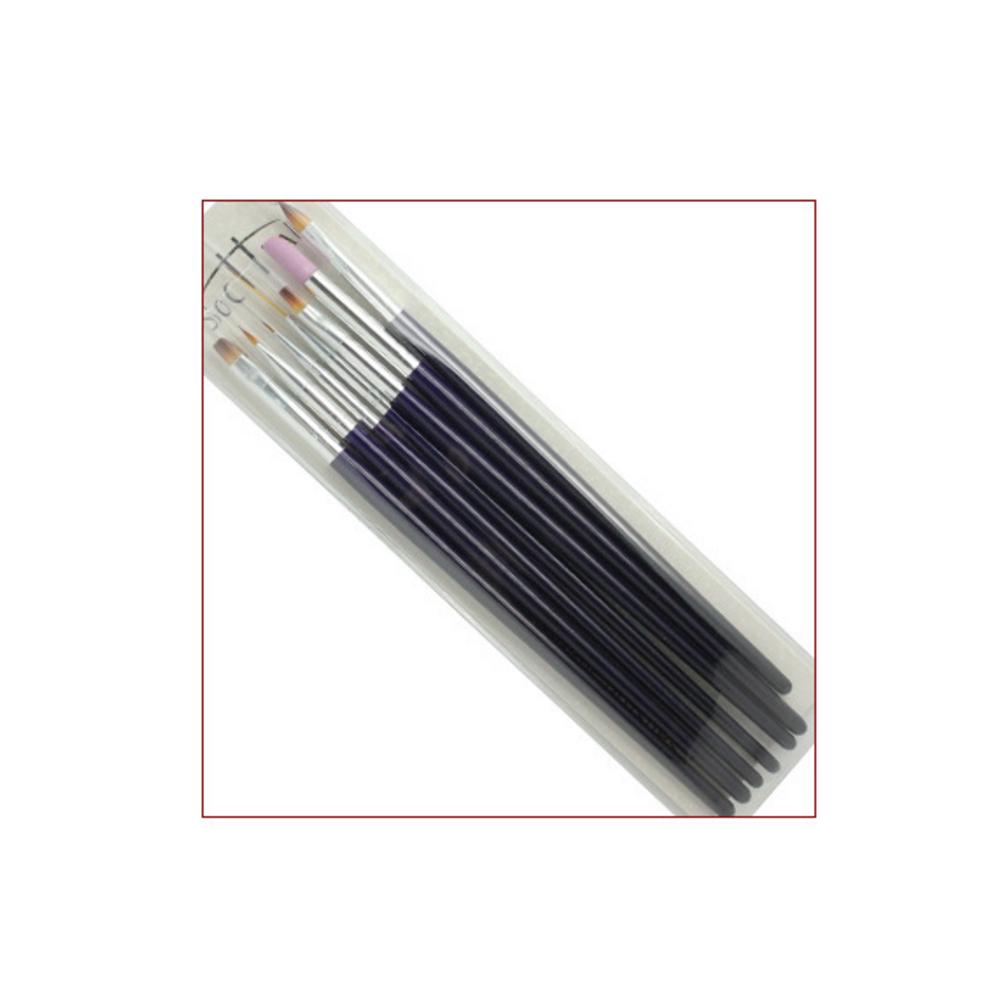7Pcs Nail Brush Set Pink Handle Liner UV Gel Acrylic Painting Cuticle Remove Nail Painting Tool