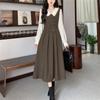 Long Dress for Shirt Layered Long Midi Dress Commuting Photo [Yhsuoxfd] Women, Dress, Look, Sleeves, Length, A-Line, Elegant, Figure-Flattering,