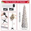 Easy Christmas Tree 5Ft Retractable Holiday Home Decor Silver Festive Tree Christmas Decorations For Indoor Outdoor Living Room