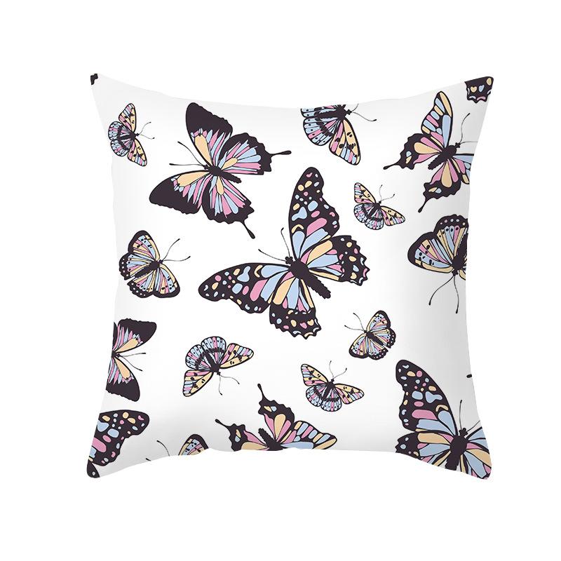 Colorful Butterfly Series Sofa Pillow Cover Nordic Peach Skin Print Office Cushion Pillow Cover Home