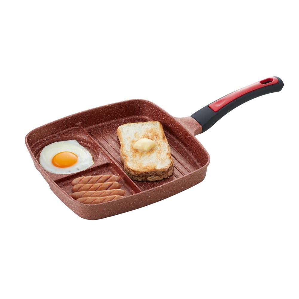 Bestco Frying Pan with 3 Variaspan Dividers, Sides, IH, Gas, Red, ND-5130,