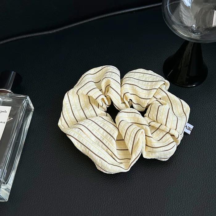 Daylin Stripe Scrunchie - Yellow Beige (Handmade Scrunchie)
