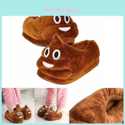 Adorable Brown Poop Emoji Plush Slippers For Men And Women
