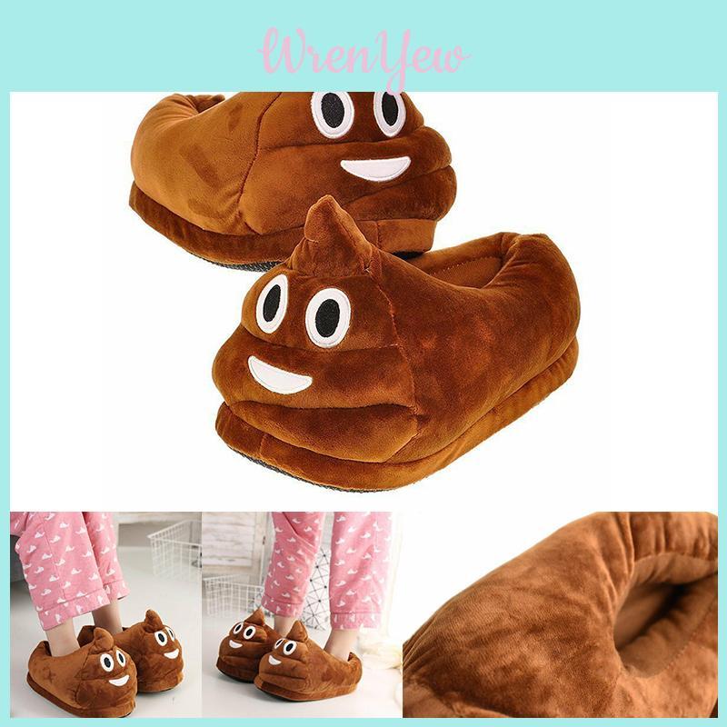 Adorable Brown Poop Emoji Plush Slippers For Men And Women