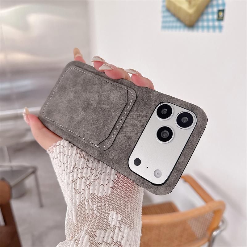 Luxury Fashion Matte Retro TPU Leather Phone Case For iPhone 17 16 15 14 Plus 13 12 Pro Max 11 Card Wallet Shockproof Back Cover