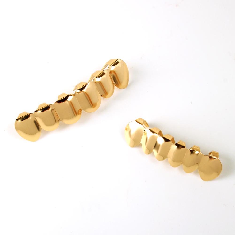 Trendy Hip Hop Gold Silver Plated Teeth Grillz Top Bottom Set With Silicone Real Shiny Vampire Tooth Sets Fashion Accessory