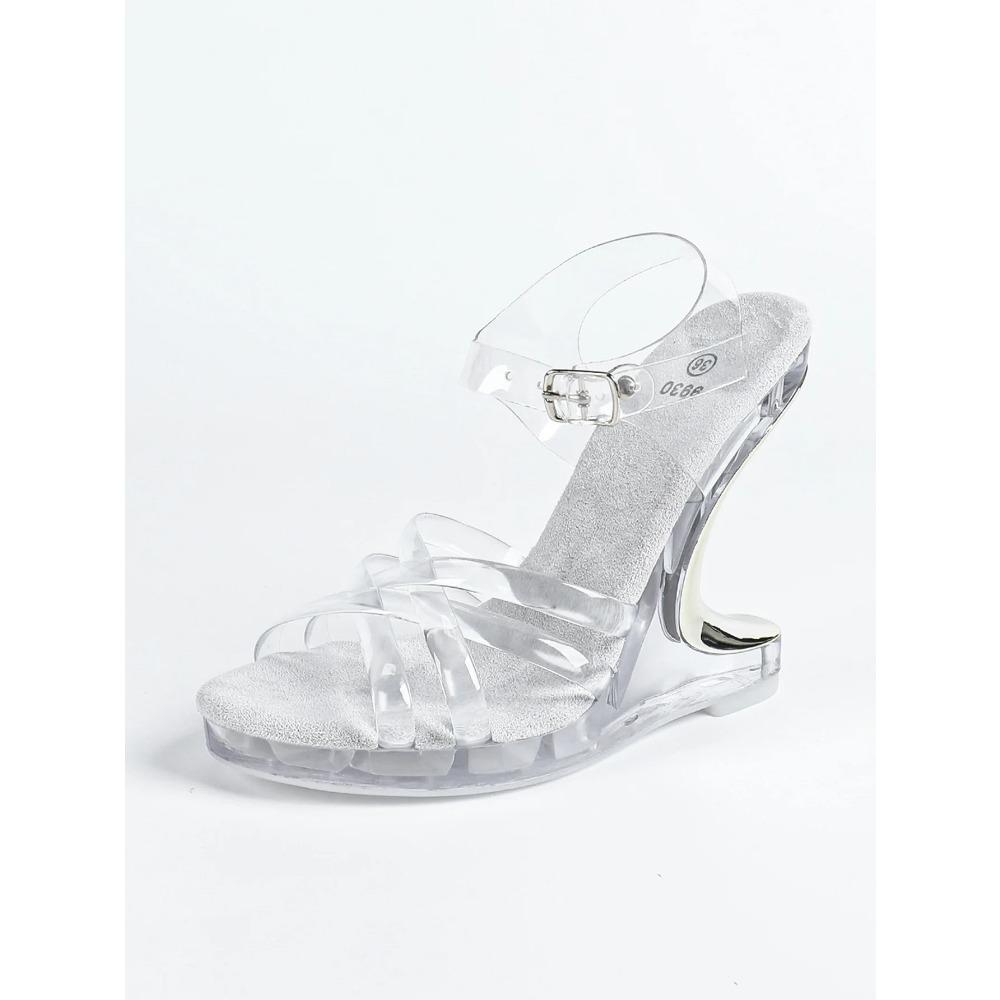 2026 Women's Special-shaped Wedge Heel Wedding Sexy High Heels Transparent Thick Heel Crystal Square Head Sandals LFD-9930-6