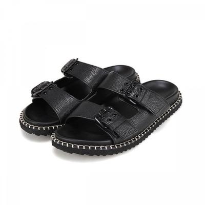 Leather Buckle Decoration Men S Mule Slide 1.5cm 2 colorS Bmi301