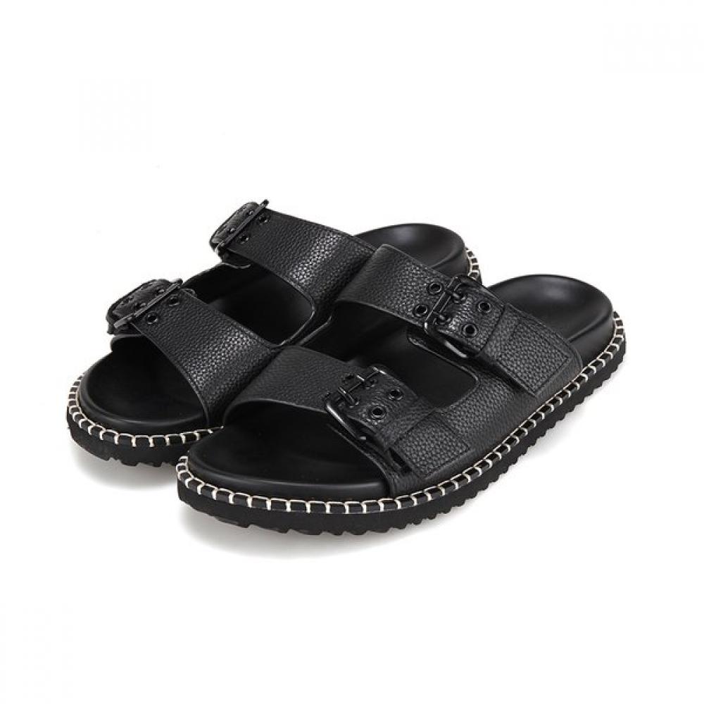 Barbara Leather Buckle Decoration Men S Mule Slide 1.5cm 2 colorS Bmi301 255/01.black