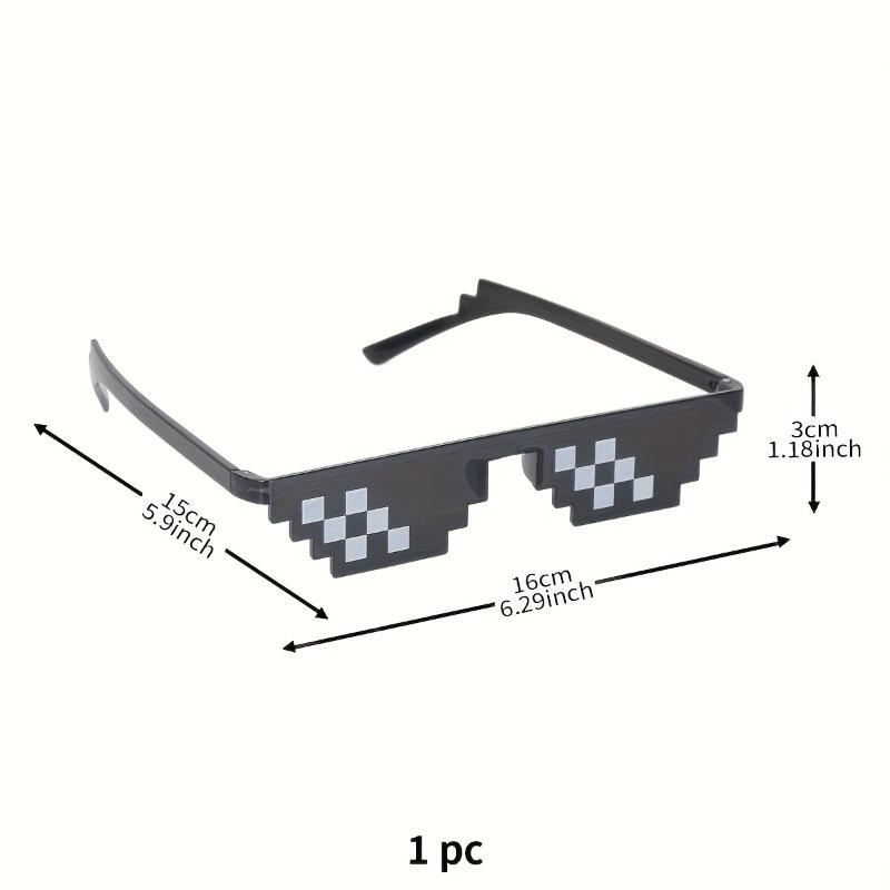1pc Personalized Mosaic Pixel Party Glasses 2D Anime Funny Design Durable Plastic Photo Props Playful Celebratory Accessories