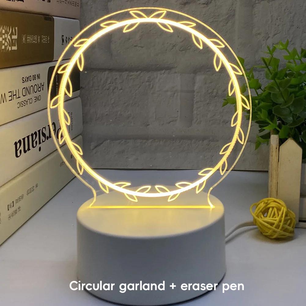 3D Sticky Note Message Board Home Decor Night Light USB Charging Warm Light Desk Bedside Lamp Kids Girlfriend Gift