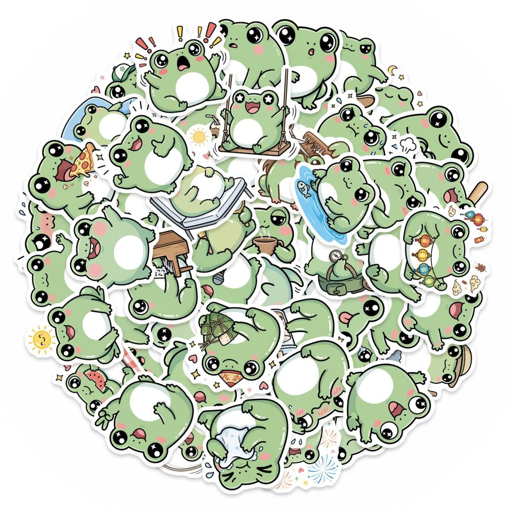 56 Frog Daily Sticker Set, Creative Cute Hand Account Notebook Material Children'S Stickers