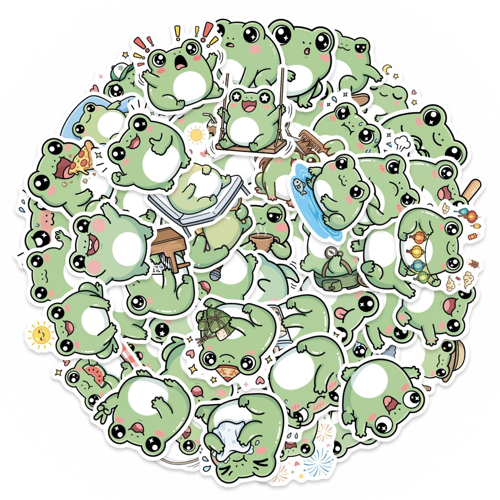 

56 Frog Daily Sticker Set, Creative Cute Hand Account Notebook Material Children S Stickers