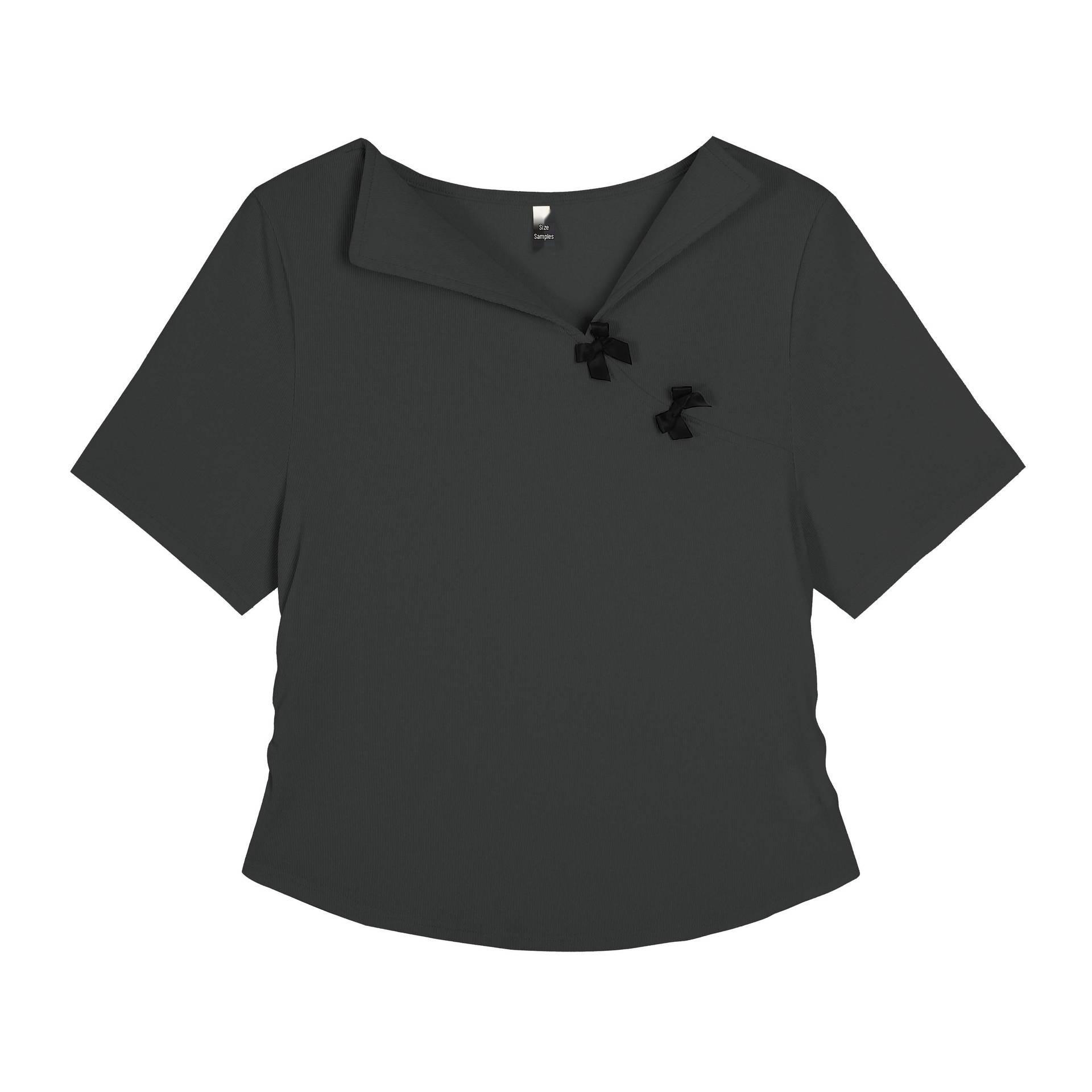 

Plus Size Pleated V-Neck Short-Sleeve Top with Bow 63477 4XL (Recommended for 90-100 kg)