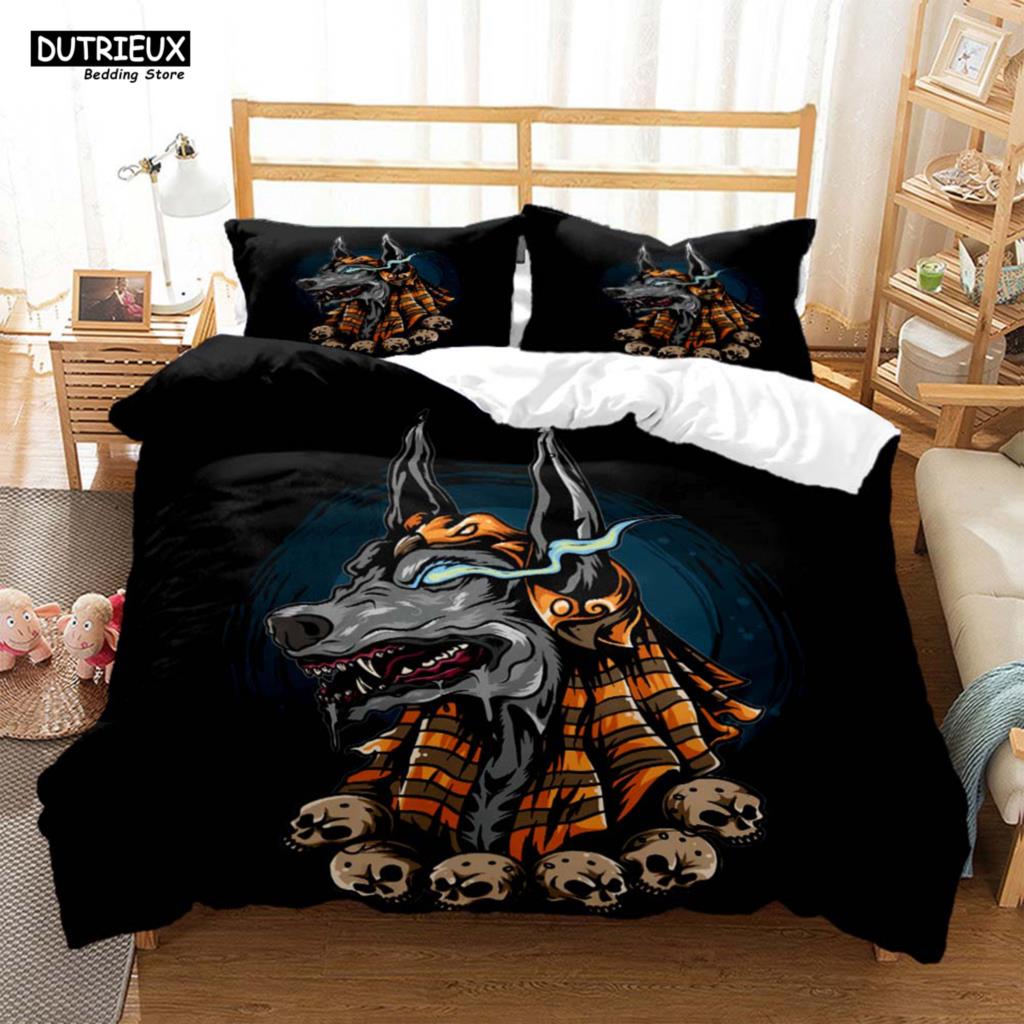 Alte Ägypten Myth Anubis Hd Printed Bedding Queen Bedding Set Soft And Comfortable Personality King Size Bedding Set