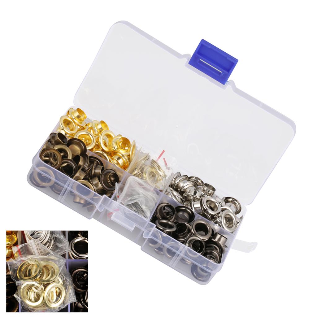 140sets Box 8mm Brass Eyelet Grommet Set Craft Clothes Accessories
