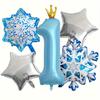 5/6Pcs SnowFlake Foil Balloons with 40inch Blue Crown Number Balloon for Princess Theme Birthday Party Decorats Baby Shower