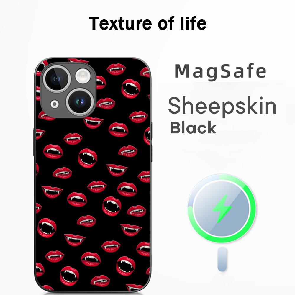 Super cool vampire fashion pattern design Phone Case For iPhone 17 16 15 14 13 12 Plus Pro Max High-end Luxury Magsafe Sheepskin