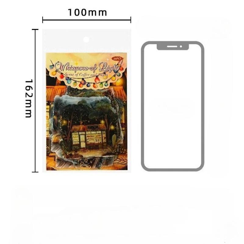 20 pçs/lote Kawaii Adesivos de Scrapbook História de Luz e Sombra DIY Jornaling Suprimentos de Scrapbooking Adesivo de Papelaria Decorativa