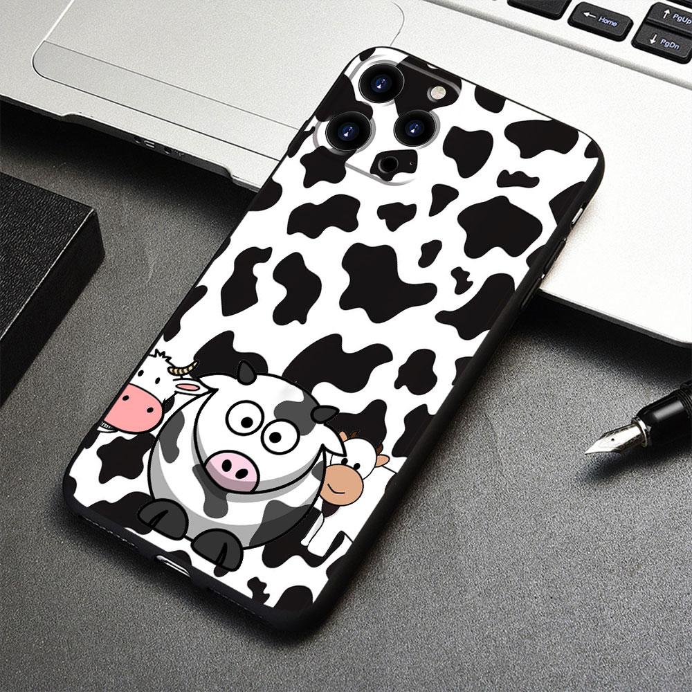 Dla Apple iPhone 7 13 Pro Max 14 XR X 8 Plus 12 XS 11 5 6S 5S 6 SE Mini SE2022 Fundas Śliczne etui w krowy Pancerne