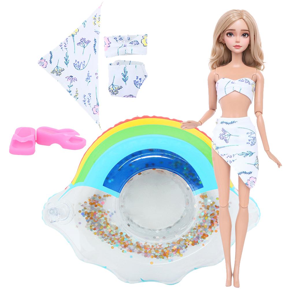 1x Salvagente per Bambola + 1x Costume da Bagno Vestiti per Bambole da 30cm 1/6 Accessori per Casa delle Bambole Gioco di Finzione per Bambini Giocattolo Estivo da Spiaggia per il Bagno