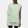 Y-3 Ss22 Solid Color Asymmetrical One Shoulder Layered Knit Long Sleeve T-Shirt Women Tops Green HG8551