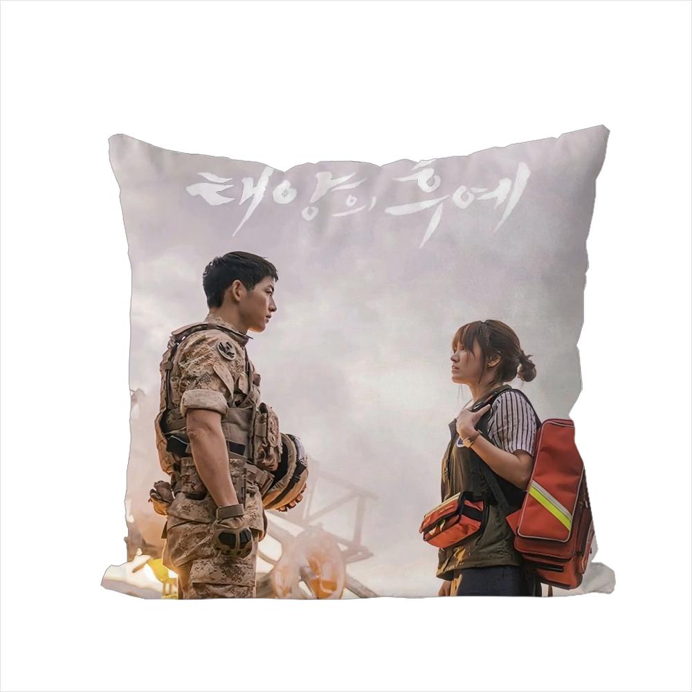 

DDescendants Of The Sun Pillow Case For Car Sofa Decorative Home Doublesided Print Plush Square Throw Pillow Cushion Cover 30x30cm