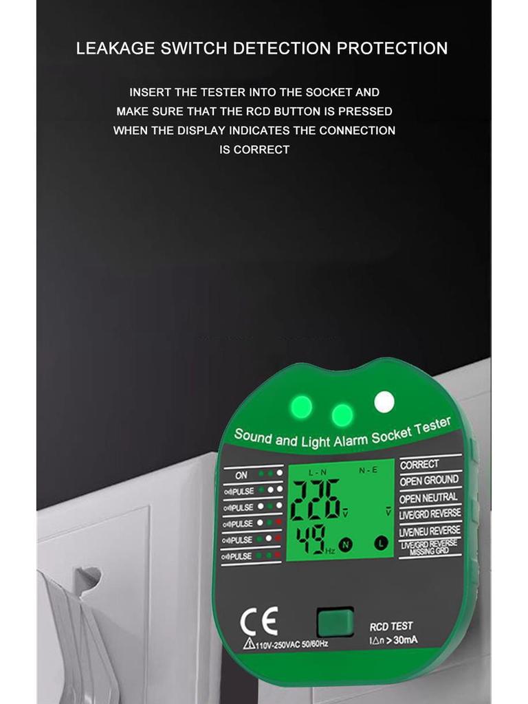 Cross-border EU/US Socket Tester for Leakage, Polarity Detection & Ground Line Verification