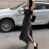 Y2k Vintage Black Mesh Dress Women Korean Style Dresses Fairy Floral Summer One Piece Midi Slip Long Dress