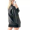 Oversized Real Handmade Black Women's Jacket Lambskin Leather Motorcycle Biker