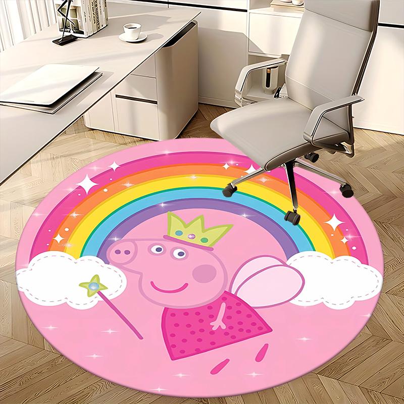 Peppa Pig Fairy Costume,Rainbow Magic Wand Chair mat Round Rug Office carpet, Machine Washable, Non slip, Suitable for Living Rooms, Bedrooms