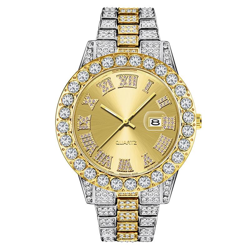Hip Hop Full Iced Out Mens Watches Modern Quartz Wrist Watches With Micropaved Cubic Zircon Watch For Women Men Jewelry