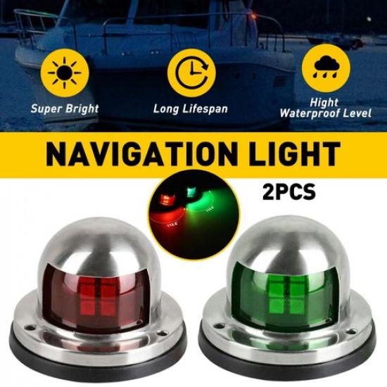 2Pcs Marine Boat Yacht 12V Pontoon Stainless Steel LED Bow Navigation Lights New