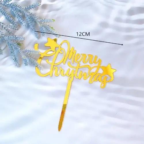 New Merry Christmas Cake Topper Baking Dessert Cake Insert Decor Cupcake Santa Claus Elk Snowman Party Decorations Cake Top