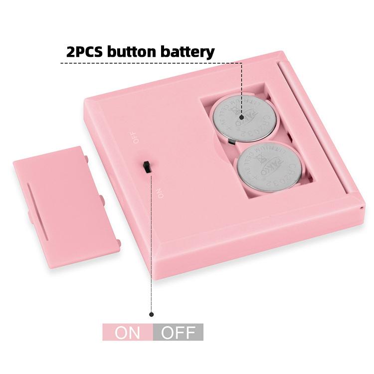 1 Set Led Button Square Folding Mirror Pocket Custom Logo Portable Travel Makeup Mirror