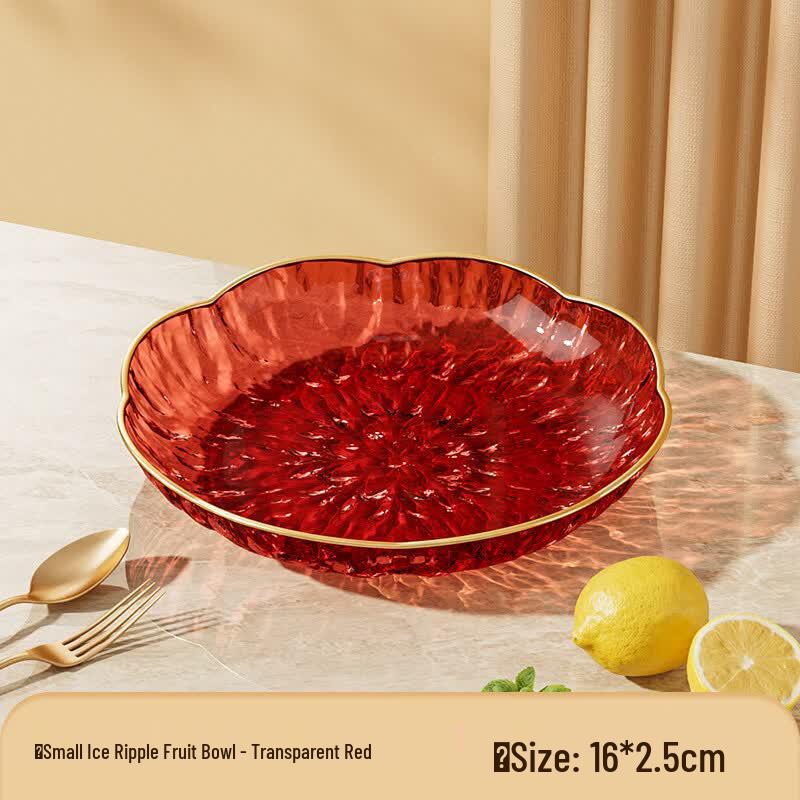BAILOCK Gold-Rimmed Transparent Glass Fruit Bowl Set