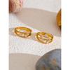 Yhpup 2 Style Stainless Steel Casting Metal Hollow Inlaid Cubic Zirconia Fashion Ring 18k Gold PVD Plated Trendy Finger Jewelry