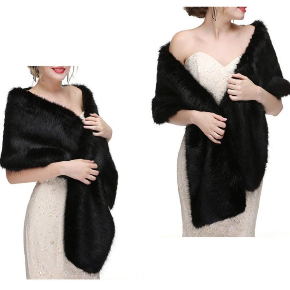 Korean Style Faux Fur Scarves Soft Cloak Bride Shoulder Fake Collar Plush Shawl Ladies/Girls