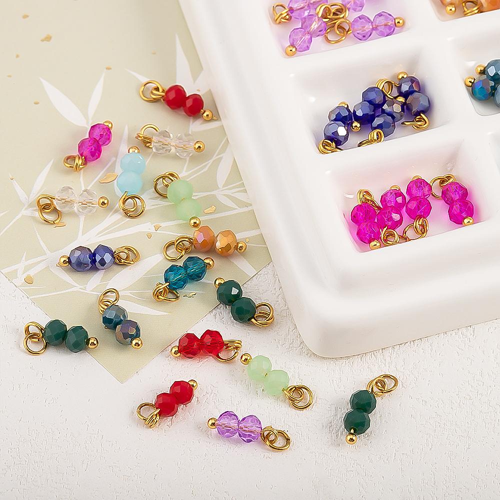 5pcs Multi-faceted Colored Double-bead Stainless Steel Pendant Compact and Exquisite for DIY Hairpin Pendant Accessory Materials