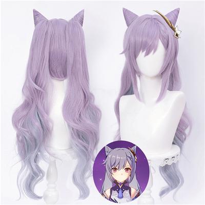 Peruka Keqing Gra Genshin Impact Cosplay Gradientowa Peruka Cosplay DokiDoki Genshin Impact Keqing Cosplay Farbowane Włosy