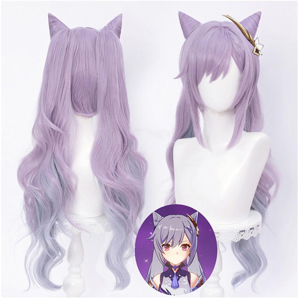 

СТАК Кэцин Парик Игра Genshin Impact Косплей Градиентный Парик для Косплея DokiDoki Genshin Impact Кэцин Косплей Окрашивание Волос фиолетовый