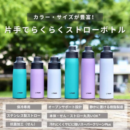 Tiger Vacuum Insulated Water Bottle, 350ml, with Stainless Steel Straw, Mug, Keeps Drinks Cold, Perfect for Home Use, Tumbler Use, Viridian (Blue-Gree