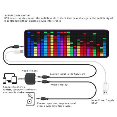 LED Musik Spektrumanalysator, 5V USB Musik Sprachrhythmus Spektrumanzeige, 384 LEDs Uhr 20 Dynamische 7 Farben RGB Bunt 1624 Segment Rhythmuslicht